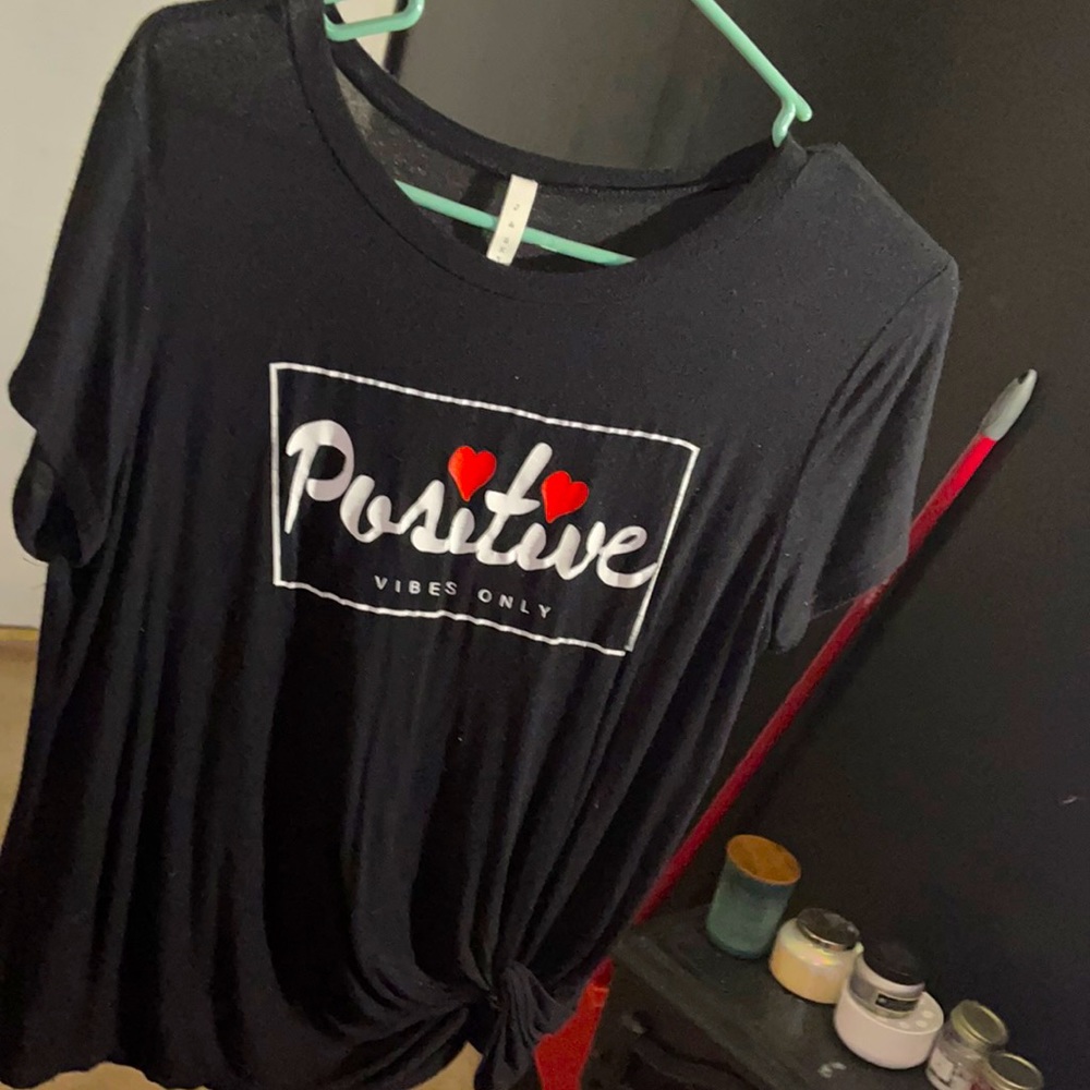 Positive vibes only black fashion tee